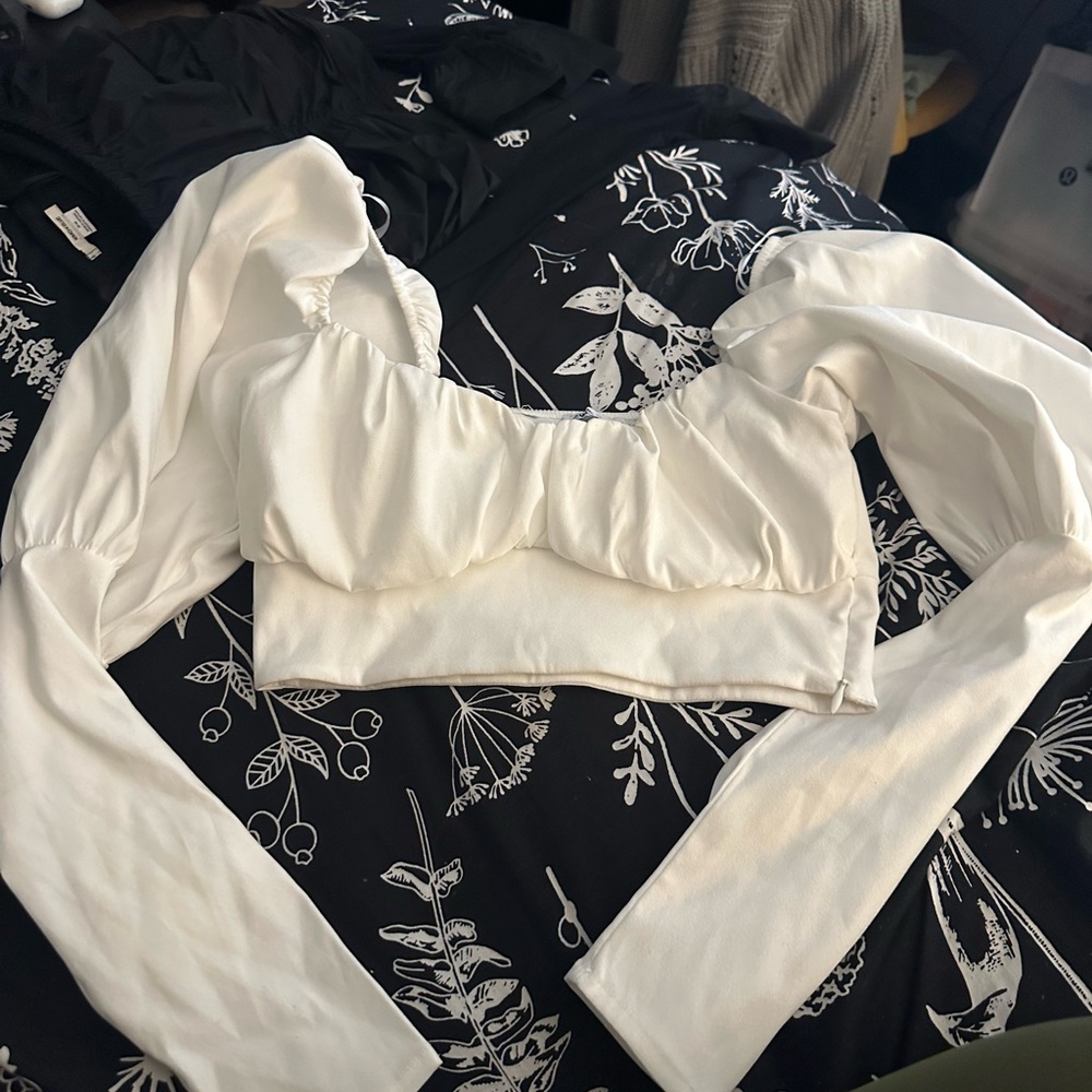 Zara puffy sleeve crop top